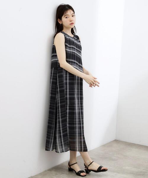 grove(グローブ)の「【洗える・体型カバー】アートチェックワンピース(ワンピース・レディース・ベージュ系1/ブラック系1・03/02/05/01/04)」の4枚目の写真