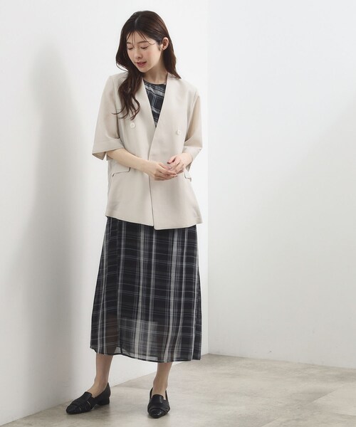 grove(グローブ)の「【洗える・体型カバー】アートチェックワンピース(ワンピース・レディース・ベージュ系1/ブラック系1・03/02/05/01/04)」の7枚目の写真