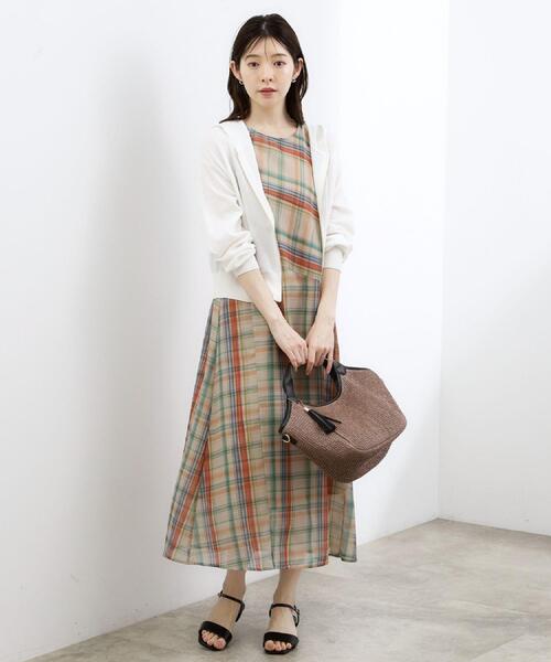 grove(グローブ)の「【洗える・体型カバー】アートチェックワンピース(ワンピース・レディース・ベージュ系1/ブラック系1・03/02/05/01/04)」の12枚目の写真