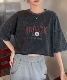 ピグメントクロップドプリントTシャツ