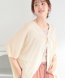 SHOO・LA・RUE | 【洗濯機可/体型カバー】上品ラメがきらめく シアーポンチョ風カーディガン(カーディガン/ボレロ)