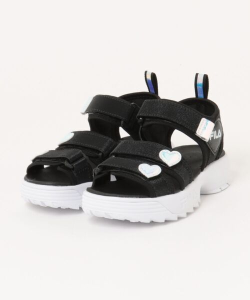 FILA(フィラ)の「FILA フィラ 18-23 DISRUPTOR SD HEART ディスラプターサンダルハート FK0104949001 ABC-MART限定 *Black/White(サンダル・キッズ・ブラック・18/19/20/21/22.0cm/23.0cm)」の1枚目の写真