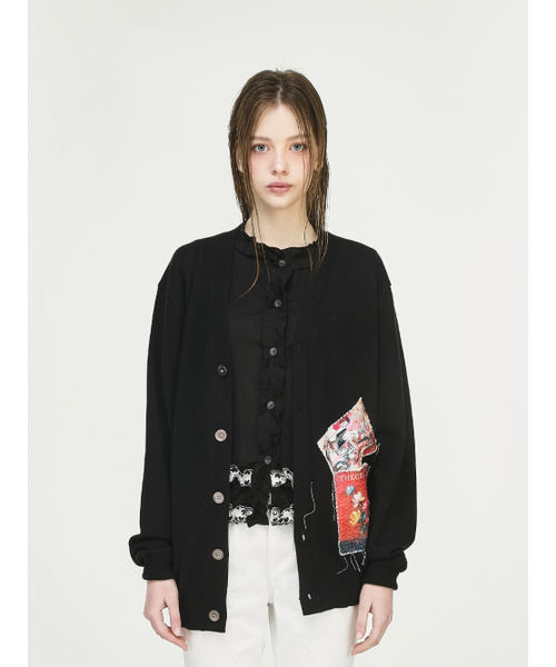 THE GREATEST(ザ グレイテスト)の「Red Patch Cardigan Black(カーディガン/ボレロ・メンズ・その他・FREE)」の1枚目の写真