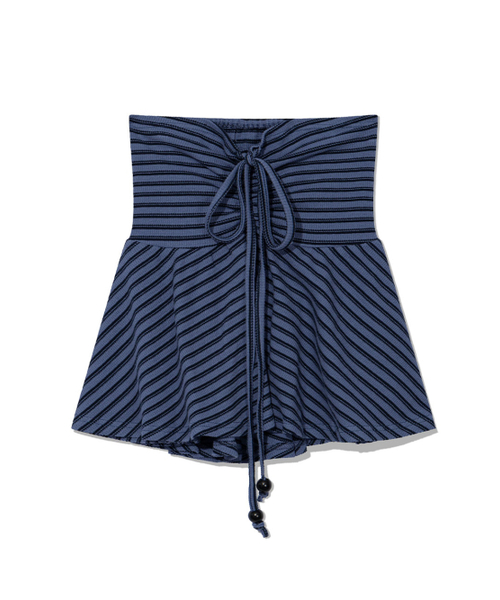UGLY SHADOW(アグリーシャドウ)の「STRIPE SHIRRING FLARE TOP(BLUE)(Tシャツ/カットソー・レディース・その他・FREE)」の4枚目の写真