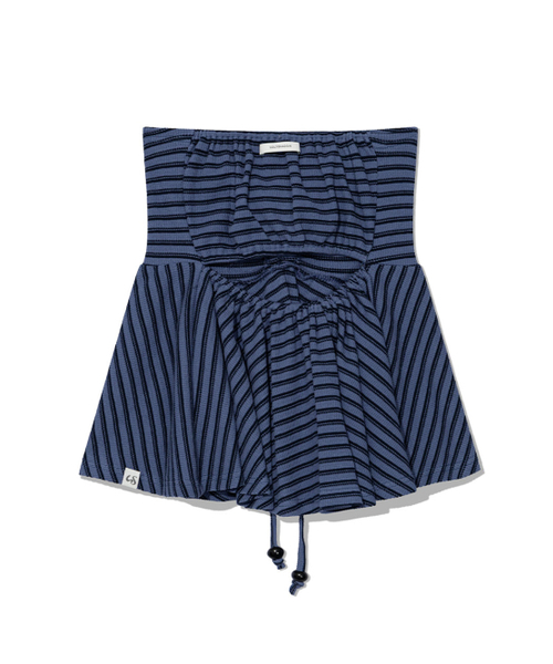 UGLY SHADOW(アグリーシャドウ)の「STRIPE SHIRRING FLARE TOP(BLUE)(Tシャツ/カットソー・レディース・その他・FREE)」の5枚目の写真