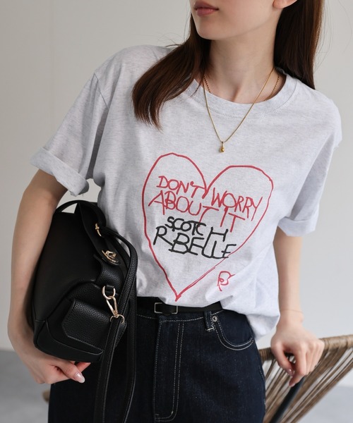 ハートロゴプリント オーバーTee/Tシャツ