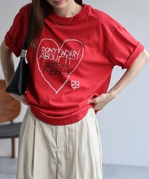 ハートロゴプリント オーバーTee/Tシャツ