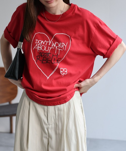 ハートロゴプリント オーバーTee/Tシャツ