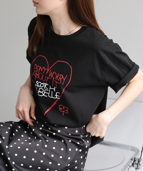 ハートロゴプリント オーバーTee/Tシャツ
