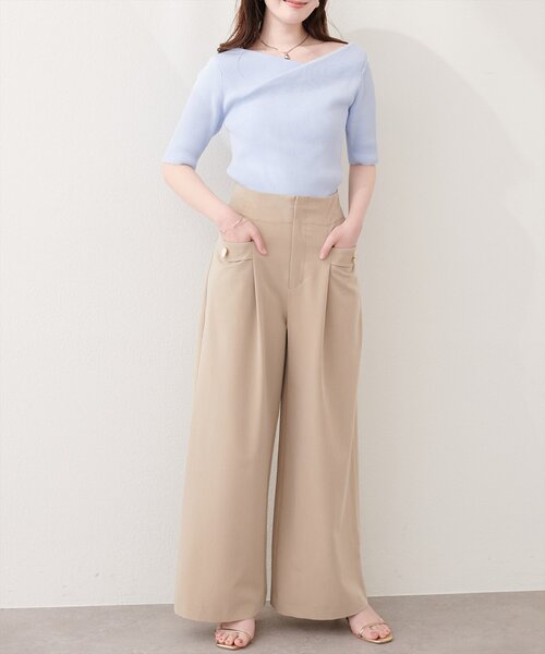 natural couture(ナチュラルクチュール)の「ドレープ半袖ラメニット(ニット/セーター・レディース・ネイビー/ピンク系その他/サックスブルー/オフホワイト/ミント・FREE)」の13枚目の写真