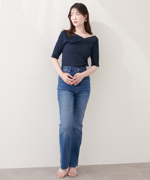 natural couture(ナチュラルクチュール)の「ドレープ半袖ラメニット(ニット/セーター・レディース・ネイビー/ピンク系その他/サックスブルー/オフホワイト/ミント・FREE)」の18枚目の写真