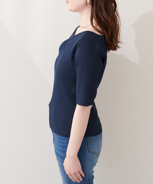natural couture(ナチュラルクチュール)の「ドレープ半袖ラメニット(ニット/セーター・レディース・ネイビー/ピンク系その他/サックスブルー/オフホワイト/ミント・FREE)」の20枚目の写真