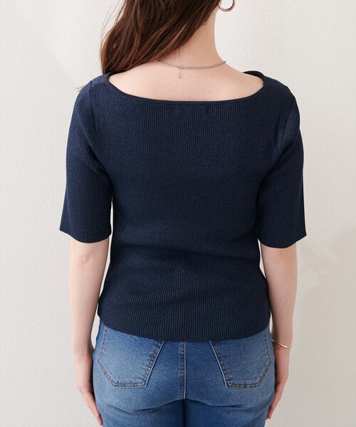 natural couture(ナチュラルクチュール)の「ドレープ半袖ラメニット(ニット/セーター・レディース・ネイビー/ピンク系その他/サックスブルー/オフホワイト/ミント・FREE)」の21枚目の写真