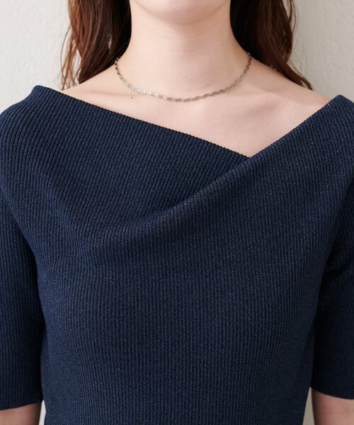 natural couture(ナチュラルクチュール)の「ドレープ半袖ラメニット(ニット/セーター・レディース・ネイビー/ピンク系その他/サックスブルー/オフホワイト/ミント・FREE)」の22枚目の写真