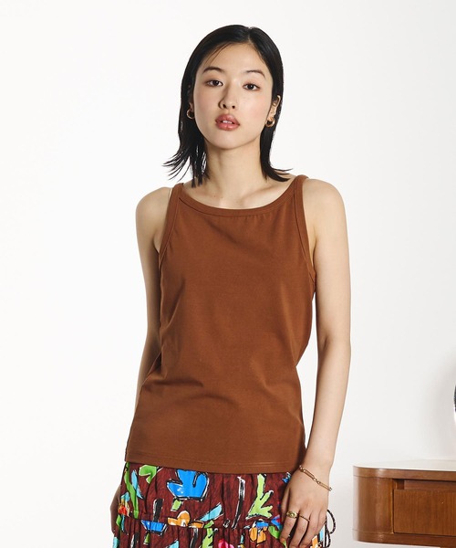 ROSE BUD（ローズバッド）の「SOFT RACER TANK（タンクトップ・レディース・ブラウン/ブラック/レッド・ONE SIZE）」の6枚目の写真