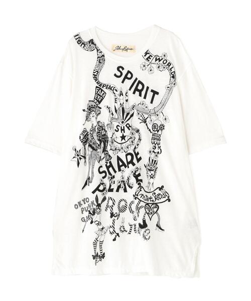SHARE SPIRIT(シェアースピリット)の「SHARE SPIRIT/HAND WRETING TEE(Tシャツ/カットソー・レディース・ホワイト/ブラック・M)」の2枚目の写真