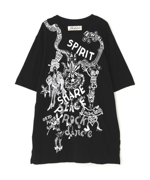 SHARE SPIRIT(シェアースピリット)の「SHARE SPIRIT/HAND WRETING TEE(Tシャツ/カットソー・レディース・ホワイト/ブラック・M)」の1枚目の写真