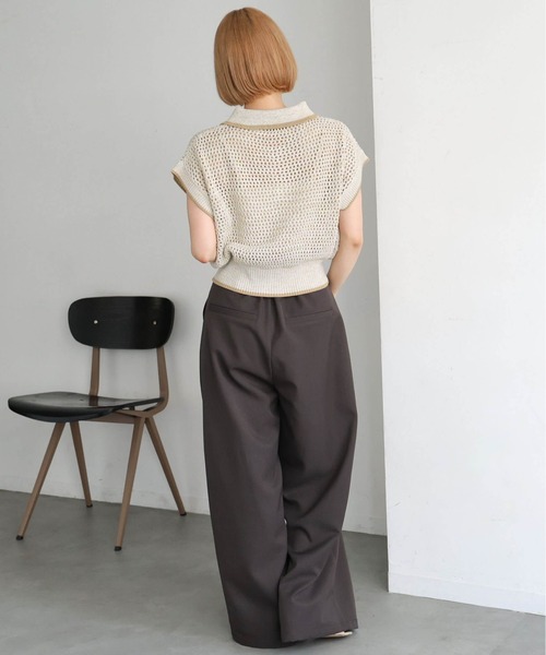 tiptop(ティップトップ)の「メランジメッシュライン入りポロ(ポロシャツ・レディース・ブラック/ブラウン/アイボリー・FREE)」の13枚目の写真