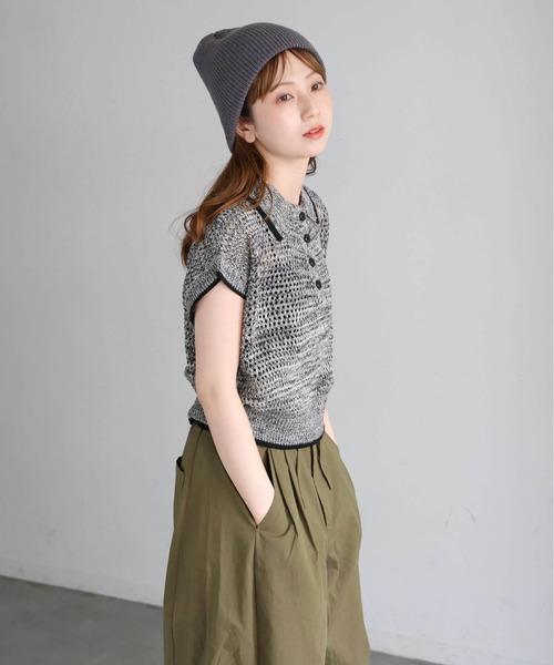 tiptop(ティップトップ)の「メランジメッシュライン入りポロ(ポロシャツ・レディース・ブラック/ブラウン/アイボリー・FREE)」の19枚目の写真