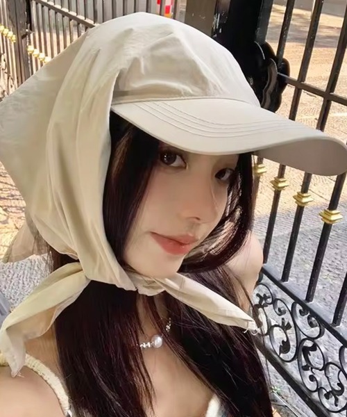 ammy.（エイミードット）の「【 ammy. / エイミードット 】 ネックガード付き サンシェード キャップ（キャップ・レディース・ベージュ/ブラック・FREE）」の5枚目の写真