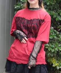 レース×ロゴビッグTシャツ