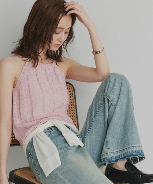 ad thie(アドティエ)の「ホルターネック ニット トップス(ニット/セーター・レディース・イエロー/ライトグリーン/ピンク・FREE)」の5枚目の写真