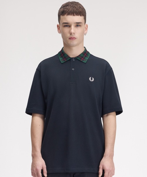 FRED PERRY(フレッドペリー)の「Tartan Collar Polo Shirt/タータンチェックカラーポロシャツ(ポロシャツ・メンズ・ネイビー・M/S/L)」の4枚目の写真