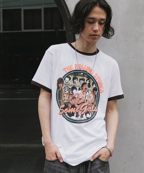 ROOPTOKYO(ループトウキョウ)の「THE ROLLING STONES / ザ・ローリング・ストーンズ UNISEX RINGER T- SHIRT: SOME GIRLS CIRCLE (WHITE) クルーネック リンガーTシャツ バンドTシャツ ロック メンズ レディース 秋 秋服 2026年秋冬(Tシャツ/カットソー・メンズ・ホワイト・S/M/L/XL)」の1枚目の写真