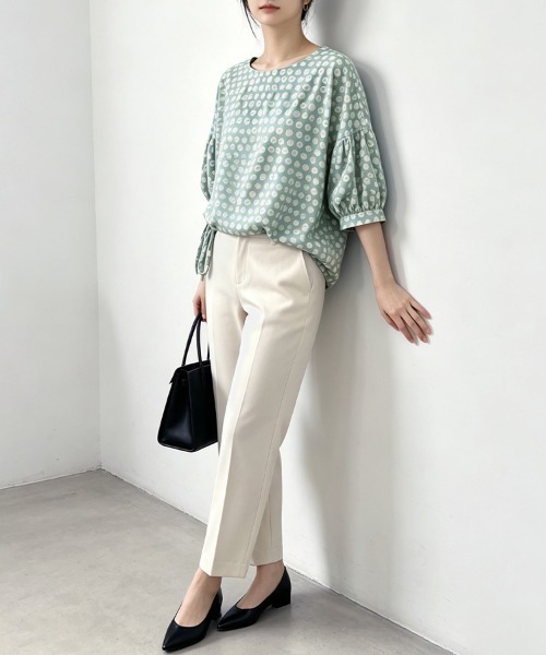 ReRe（リリ）の「総柄デザインブラウス（シャツ/ブラウス・レディース・ベージュ/ネイビー/ミント・MEDIUM/X-LARGE/LARGE）」の14枚目の写真