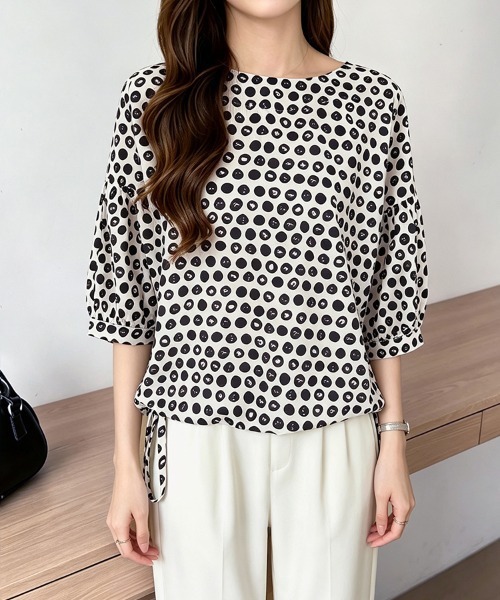 ReRe（リリ）の「総柄デザインブラウス（シャツ/ブラウス・レディース・ベージュ/ネイビー/ミント・MEDIUM/X-LARGE/LARGE）」の16枚目の写真