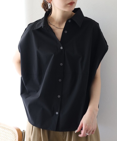 hunch(ハンチ)の「hunch 接触冷感 コクーンシャツ ノースリーブ(シャツ/ブラウス・レディース・ライトグレー/ブラック/マスタード・FREE)」の4枚目の写真
