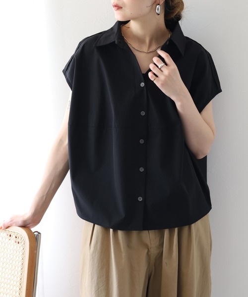 hunch(ハンチ)の「hunch 接触冷感 コクーンシャツ ノースリーブ(シャツ/ブラウス・レディース・ライトグレー/ブラック/マスタード・FREE)」の6枚目の写真