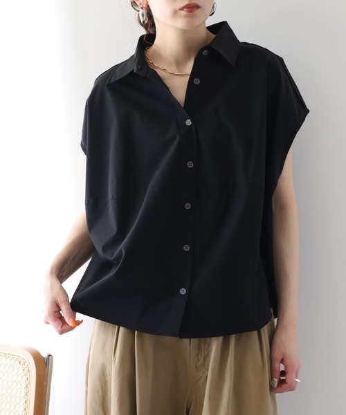hunch(ハンチ)の「hunch 接触冷感 コクーンシャツ ノースリーブ(シャツ/ブラウス・レディース・ライトグレー/ブラック/マスタード・FREE)」の7枚目の写真
