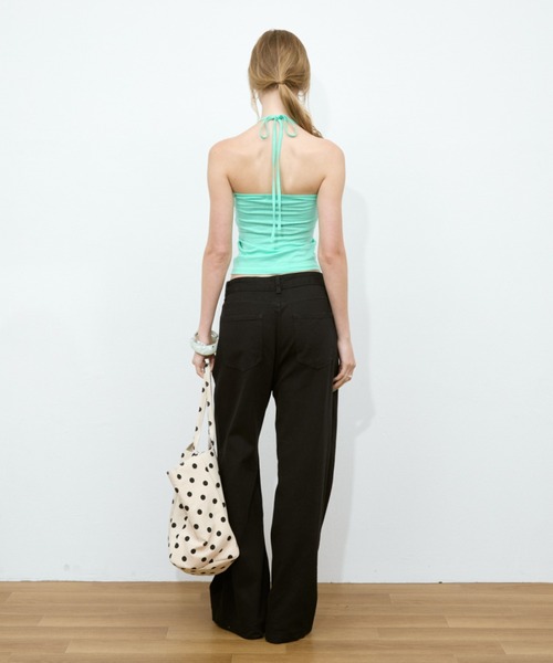 Rohwel(ローウェル)の「Back Ribbon Washed Halter Camisole / バックリボンウォッシュドホルターキャミソール(キャミソール・レディース・ミント/ネイビー/プラム/グレー・FREE)」の13枚目の写真