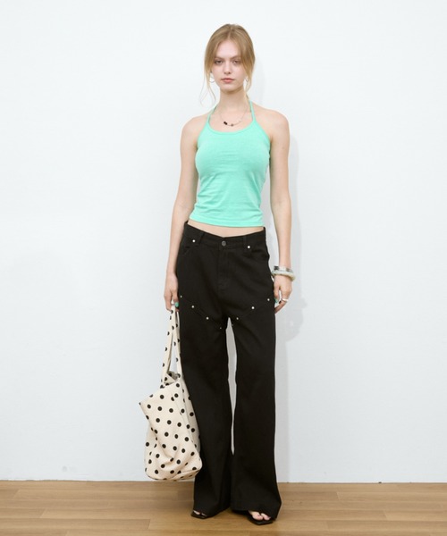 Rohwel(ローウェル)の「Back Ribbon Washed Halter Camisole / バックリボンウォッシュドホルターキャミソール(キャミソール・レディース・ミント/ネイビー/プラム/グレー・FREE)」の11枚目の写真