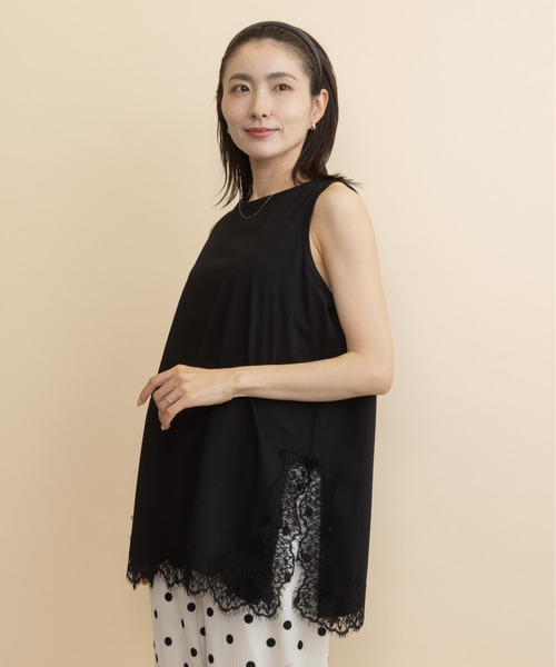 lodie(ロディ)の「レーストリム タンク(タンクトップ・レディース・アイボリー/ブラック・FREE)」の6枚目の写真