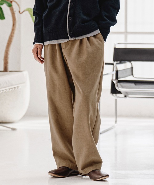 CAMBIO（カンビオ）の「mp15213-Wool Blend Brushed Wide Straight Pants ワイドストレートパンツ(A70326cmb)（その他パンツ・メンズ・ブラウン/ブラック/チャコール/ベージュ・S/M/L）」の4枚目の写真