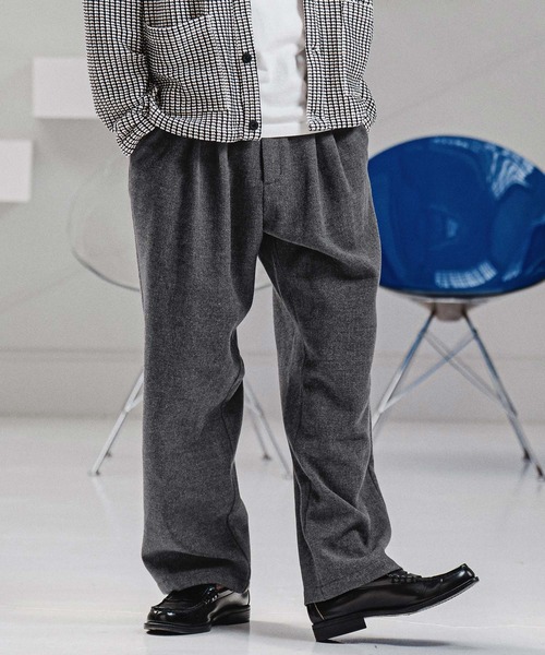 CAMBIO（カンビオ）の「mp15213-Wool Blend Brushed Wide Straight Pants ワイドストレートパンツ(A70326cmb)（その他パンツ・メンズ・ブラウン/ブラック/チャコール/ベージュ・S/M/L）」の2枚目の写真