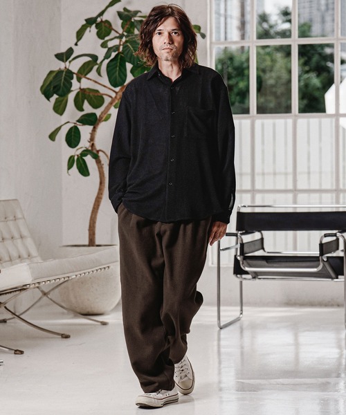 CAMBIO（カンビオ）の「mp15213-Wool Blend Brushed Wide Straight Pants ワイドストレートパンツ(A70326cmb)（その他パンツ・メンズ・ブラウン/ブラック/チャコール/ベージュ・S/M/L）」の12枚目の写真