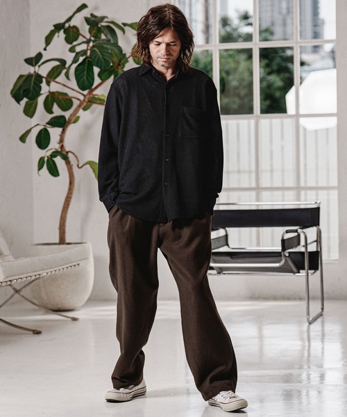CAMBIO（カンビオ）の「mp15213-Wool Blend Brushed Wide Straight Pants ワイドストレートパンツ(A70326cmb)（その他パンツ・メンズ・ブラウン/ブラック/チャコール/ベージュ・S/M/L）」の13枚目の写真