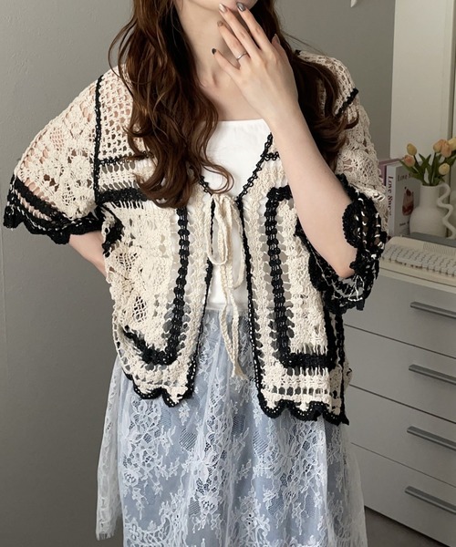 クロシェ編みショートカーディガン【NOUA】（カーディガン/ボレロ