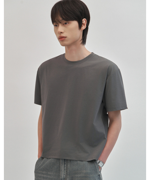 WORK ON BODY OFF（ワークオンボディオフ）の「(クロップ) エアビット クーリング ソリッド セミオーバーフィット 半袖Tシャツ [チャコール]（Tシャツ/カットソー・メンズ・チャコール・MEDIUM/LARGE/X-LARGE）」の4枚目の写真