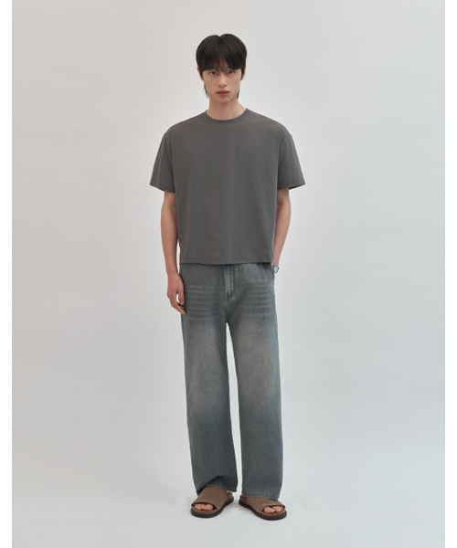 WORK ON BODY OFF（ワークオンボディオフ）の「(クロップ) エアビット クーリング ソリッド セミオーバーフィット 半袖Tシャツ [チャコール]（Tシャツ/カットソー・メンズ・チャコール・MEDIUM/LARGE/X-LARGE）」の5枚目の写真