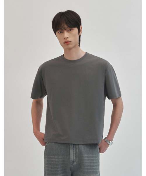 WORK ON BODY OFF（ワークオンボディオフ）の「(クロップ) エアビット クーリング ソリッド セミオーバーフィット 半袖Tシャツ [チャコール]（Tシャツ/カットソー・メンズ・チャコール・MEDIUM/LARGE/X-LARGE）」の6枚目の写真