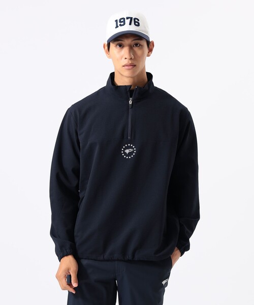 BEAMS GOLF(ビームスゴルフ)の「ORANGE LABEL / シアサッカー 撥水 ハーフジップ ブルゾン(ブルゾン・メンズ・ネイビー/グレー/オリーブ・SMALL/MEDIUM/LARGE/X-LARGE)」の3枚目の写真
