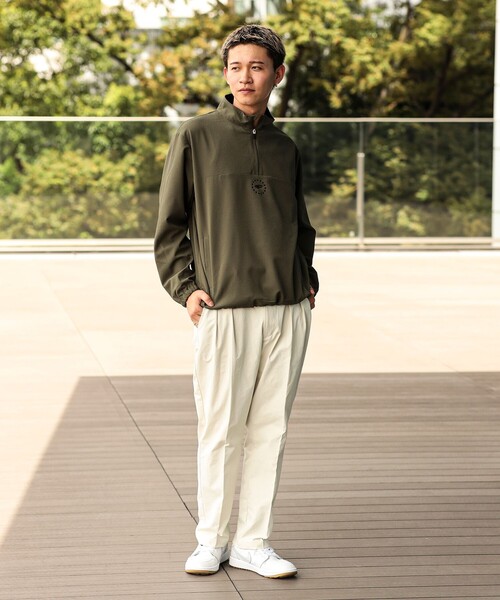 BEAMS GOLF(ビームスゴルフ)の「ORANGE LABEL / シアサッカー 撥水 ハーフジップ ブルゾン(ブルゾン・メンズ・ネイビー/グレー/オリーブ・SMALL/MEDIUM/LARGE/X-LARGE)」の4枚目の写真