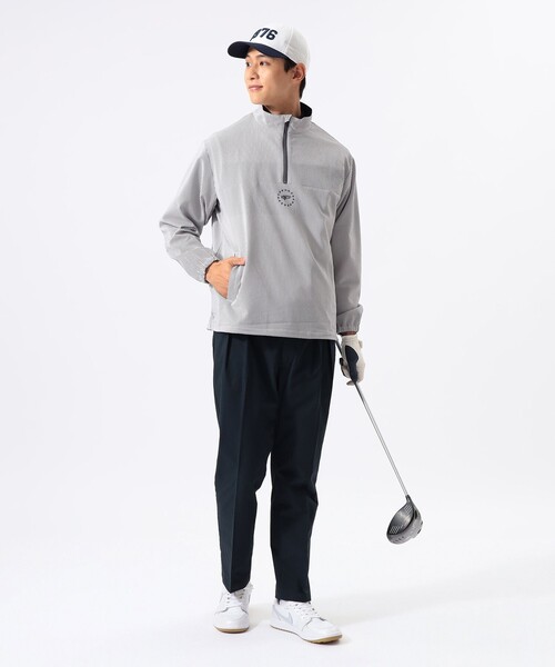 BEAMS GOLF(ビームスゴルフ)の「ORANGE LABEL / シアサッカー 撥水 ハーフジップ ブルゾン(ブルゾン・メンズ・ネイビー/グレー/オリーブ・SMALL/MEDIUM/LARGE/X-LARGE)」の8枚目の写真