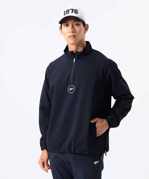 BEAMS GOLF(ビームスゴルフ)の「ORANGE LABEL / シアサッカー 撥水 ハーフジップ ブルゾン(ブルゾン・メンズ・ネイビー/グレー/オリーブ・SMALL/MEDIUM/LARGE/X-LARGE)」の12枚目の写真