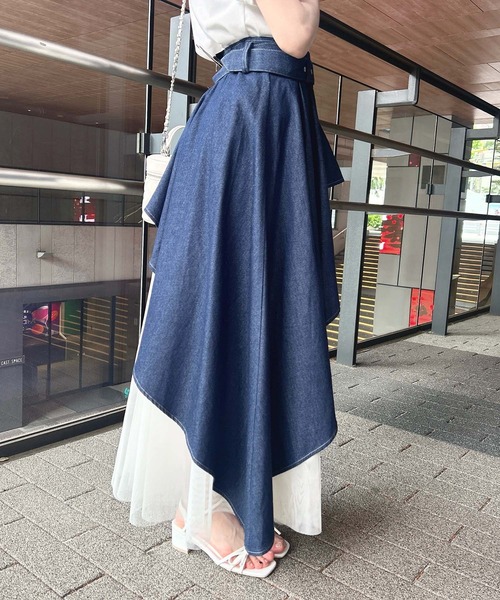 INGNI(イング)の「共ベルト付チュール切替アシメスカート(スカート・レディース・ブルー系その他7/ベージュ系/ブラック×ブラック・FREE)」の17枚目の写真