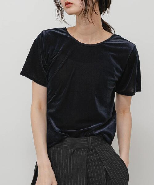 SENSE OF PLACE by URBAN RESEARCH(センスオブプレイスバイアーバンリサーチ)の「2WAYシシュウベロアTシャツ(Tシャツ/カットソー・レディース・ブラウン/ネイビー/ピンク・ONE)」の2枚目の写真